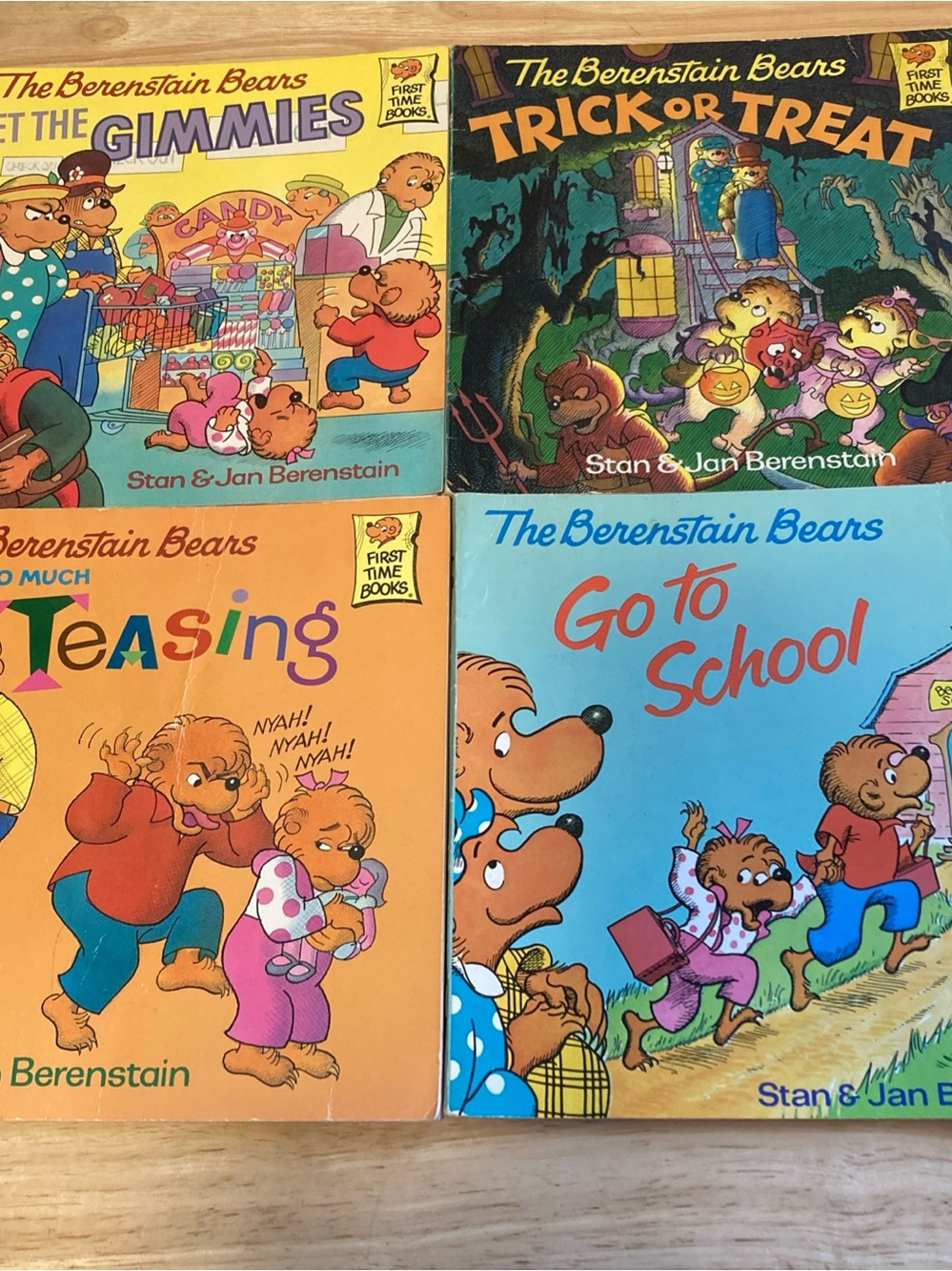 Lot of 4 The Berenstain Bears Go to School/Too much Teasing/Get the Gimmies/Tric